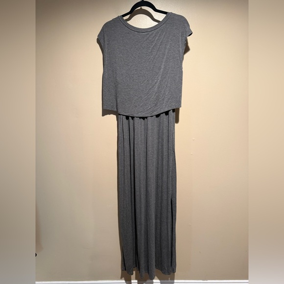 SOMA Jersey Knit Front Tie Maxi Dress Gray Pockets Sz medium - Picture 4 of 10